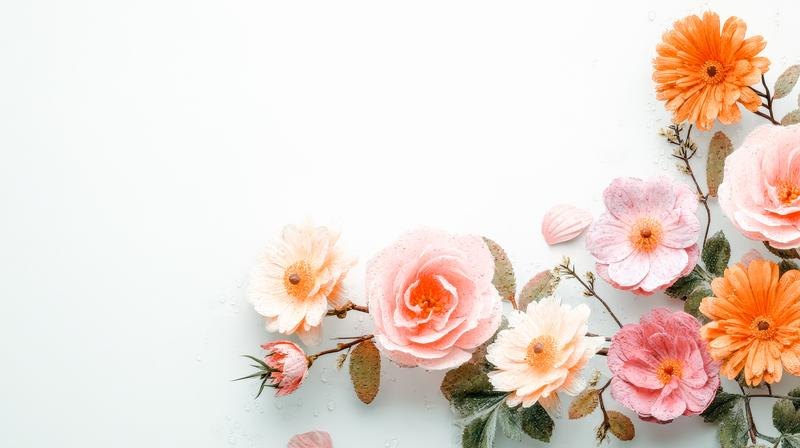 白い背景に咲く花（まとめのイメージ）